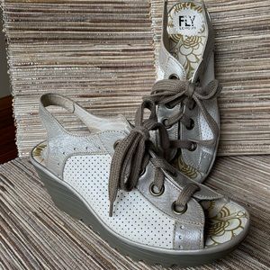 Fly London Lace-Up Wedge Sandals